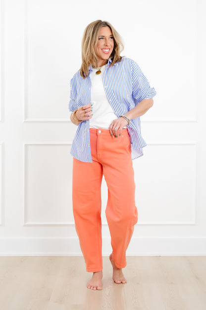 Risen x FP High Rise Coral Reef Relaxed Cuffed Barrel Jeans