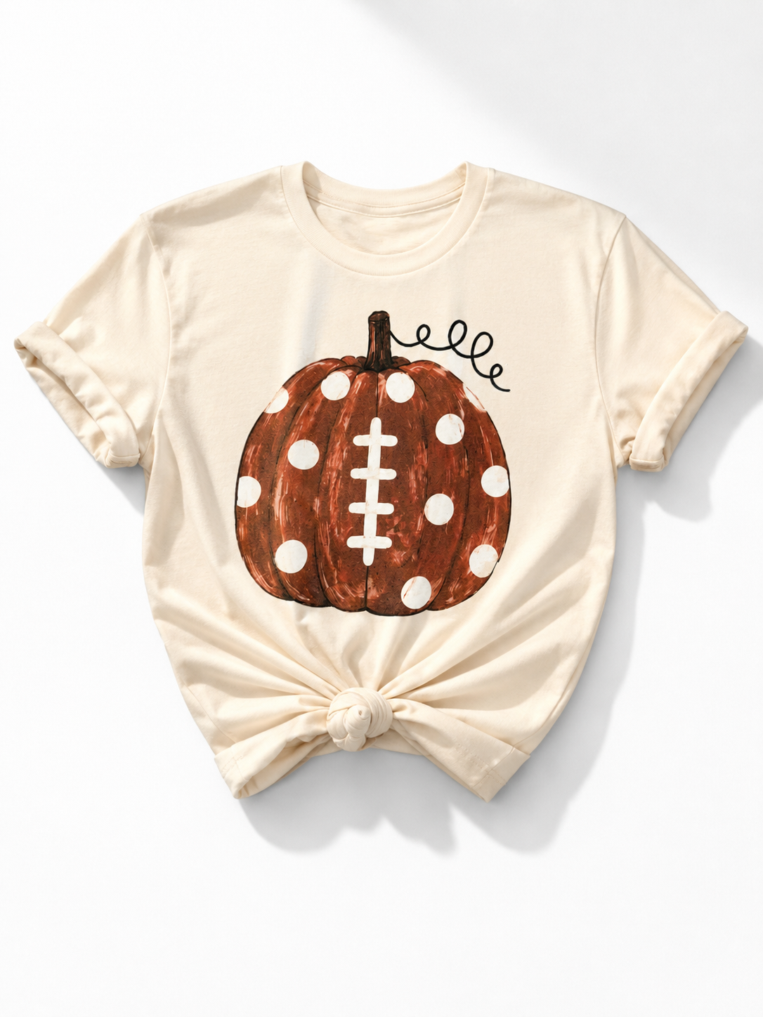 Plus/Reg Short Sleeve Whimsical Football Pumpkin Graphic Tee