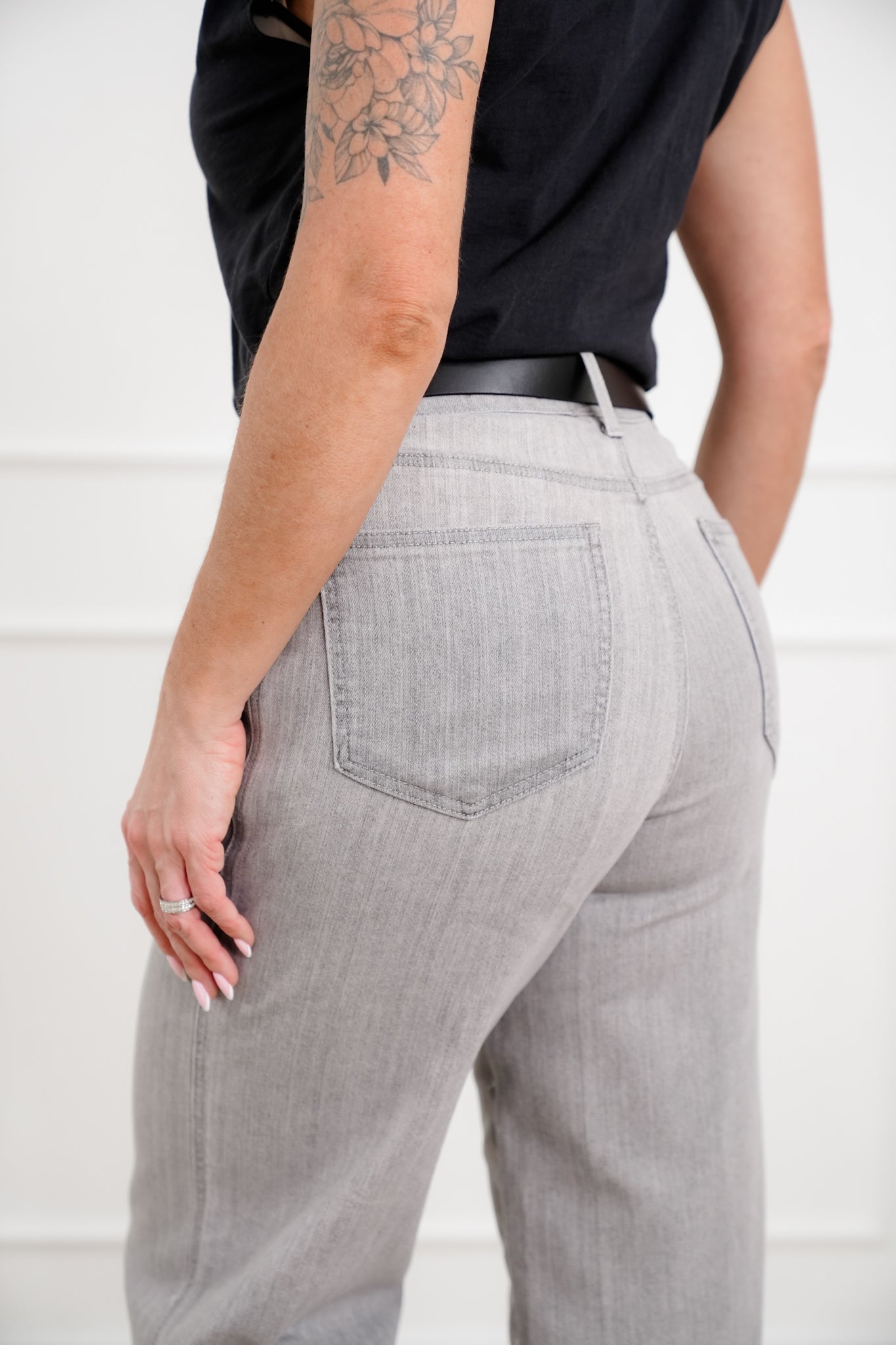 Judy Blue The Anastasia Multi Inseam High Rise Grey Retro Wide Leg Jeans