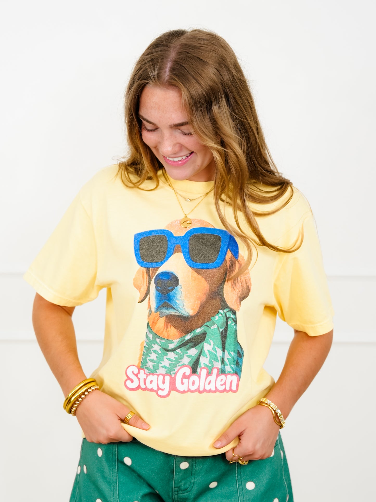 Plus/Reg Short Sleeve "Stay Golden" Graphic Tee