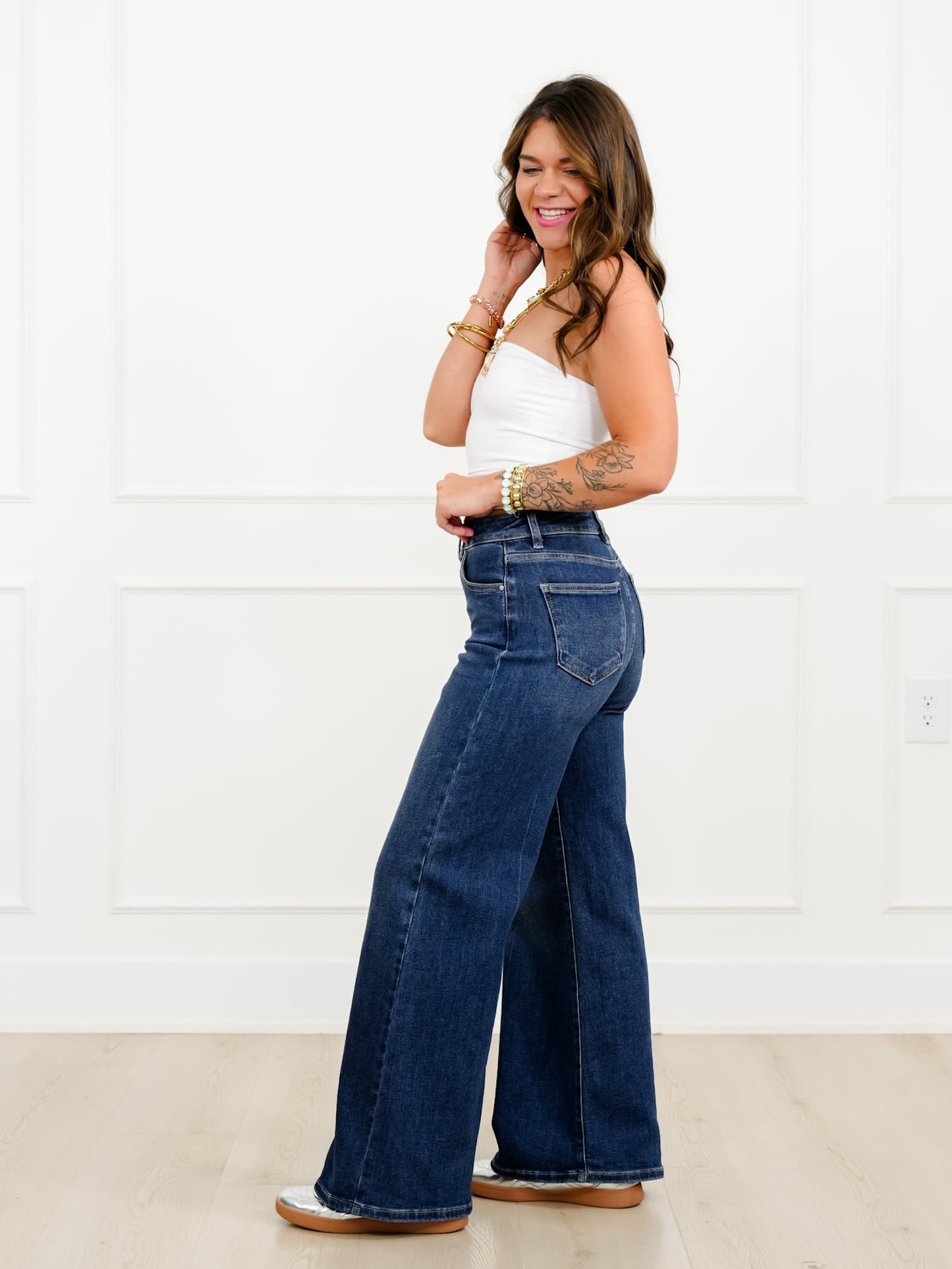 Restock! Risen The Opalite High Rise Dark Wash Tummy Control Wide Leg Jeans