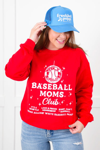 Plus/Reg Long Sleeve "Baseball Moms Club" Graphic Sweatshirt