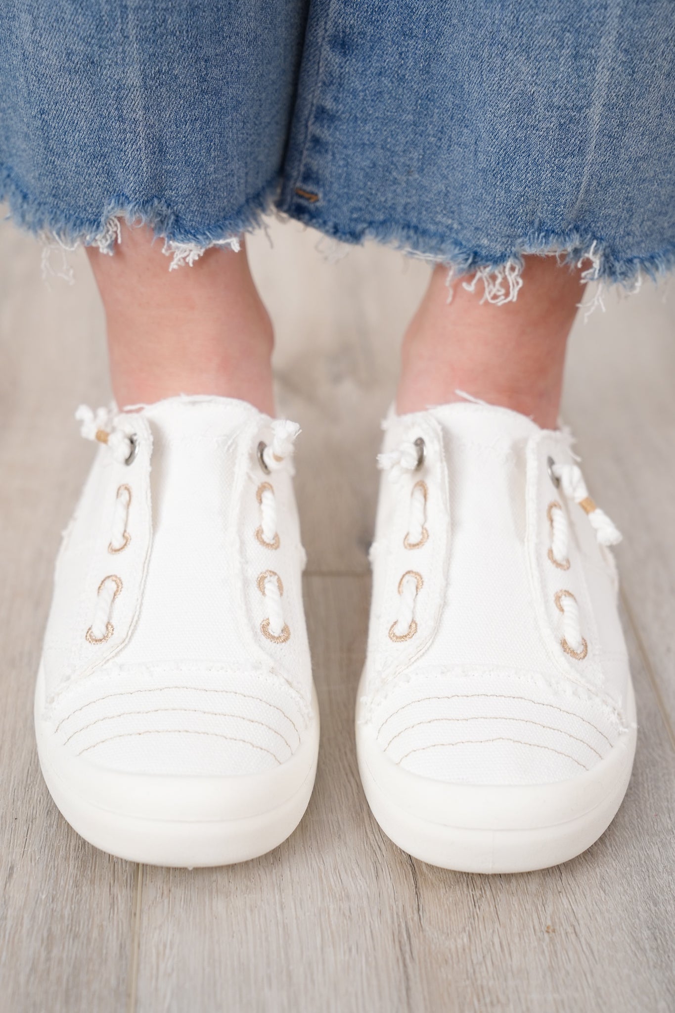 Blowfish Stitch Accent Sneakers with Distressed Edges