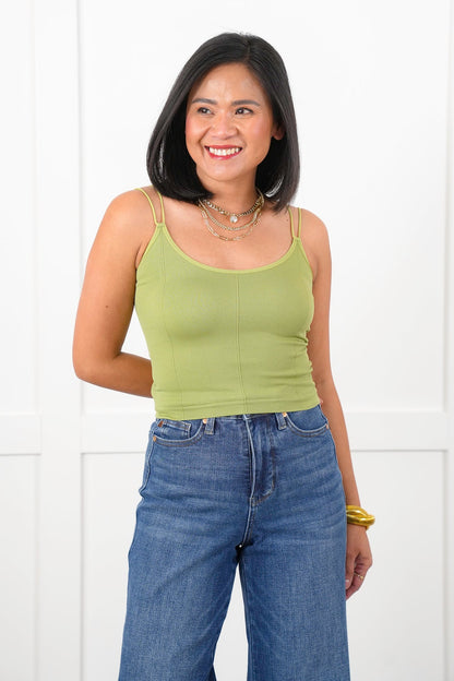 Ribbed Knit Double Strap Cropped Top