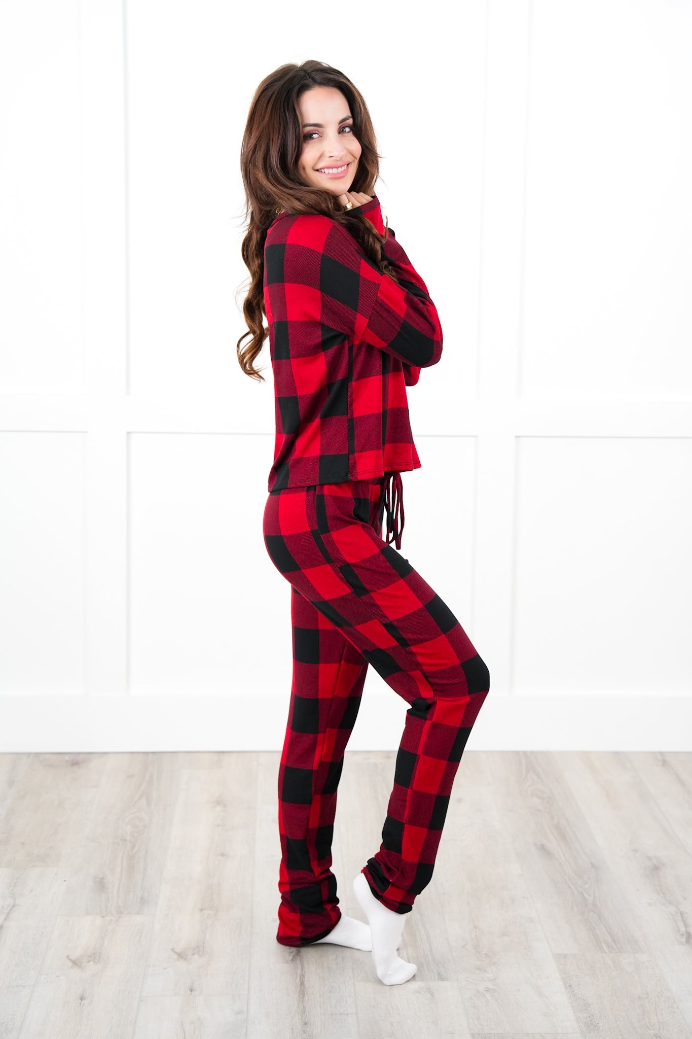 Plus/Reg Buffalo Plaid Elastic Waist Lounge Pants