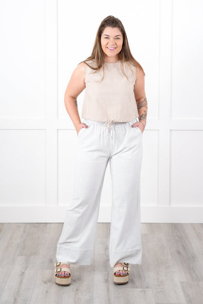 Linen Tank Top With Bubble Hem Detail