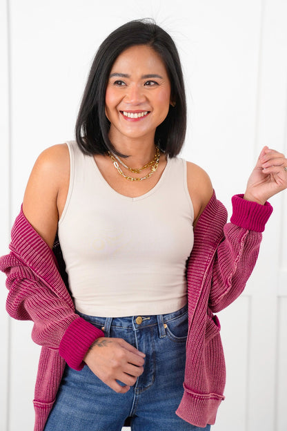 Door Buster! Zenana Cropped Cami V-Neck Cotton Top