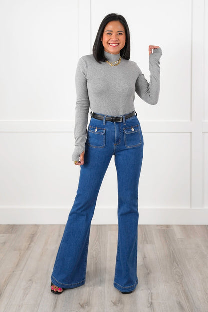 Basic Long Sleeve Mock Neck Top