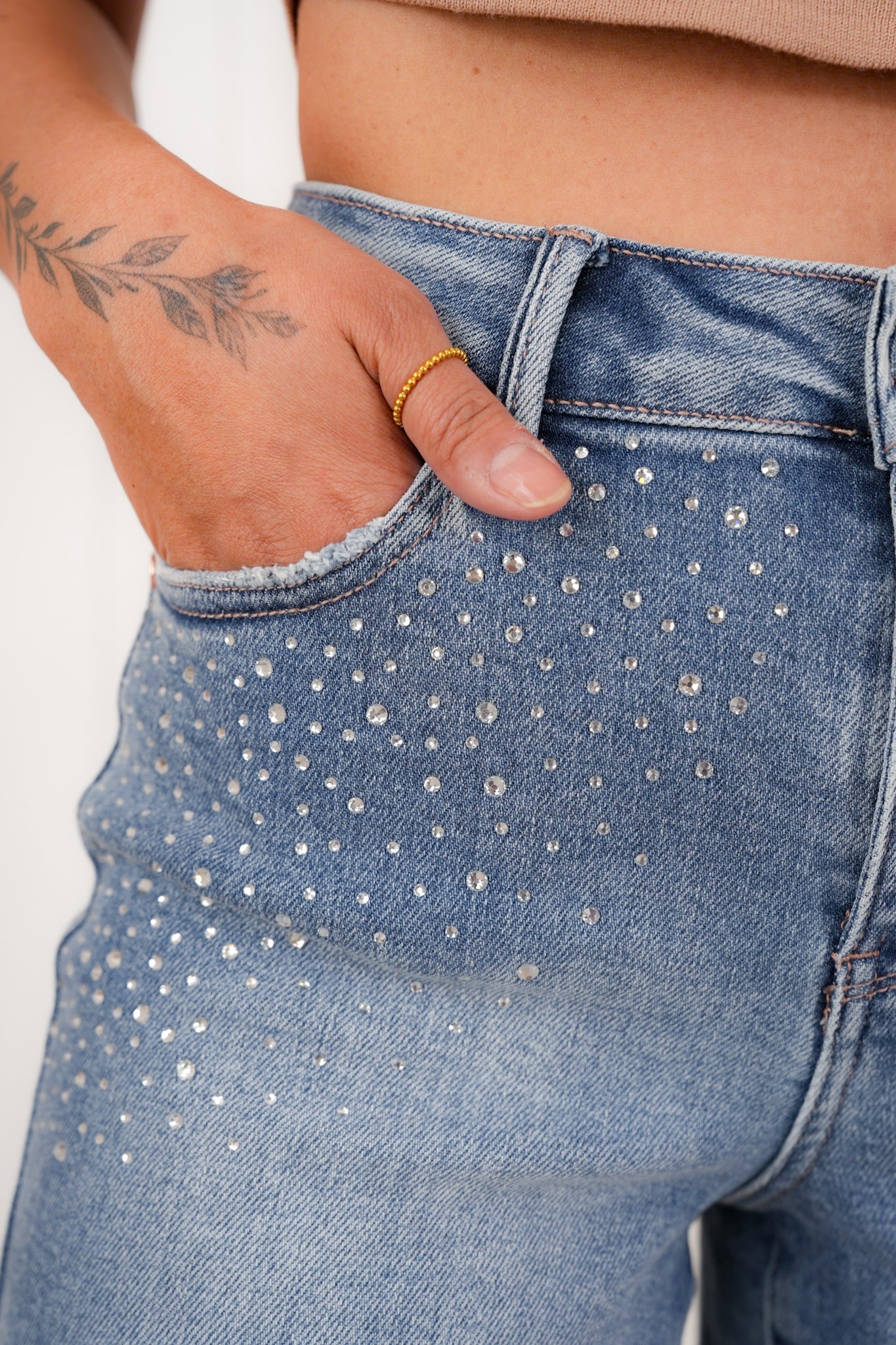 Judy Blue Frost Yourself Light Wash Rhinestone Embellished Cut Off Shorts