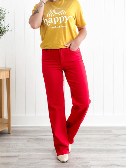 Judy Blue Red Hot High Rise Red 90's Straight Leg Jeans