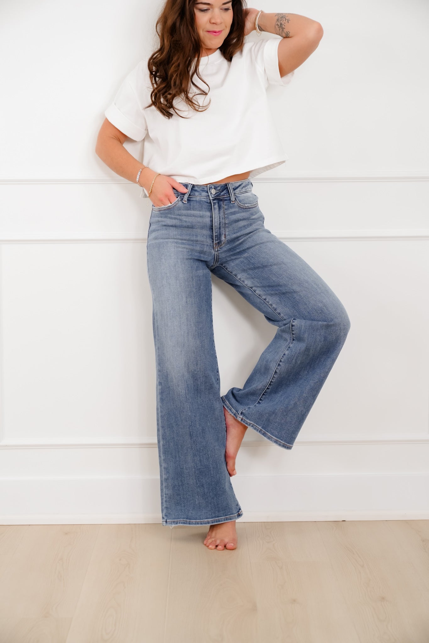 Judy Blue The Lola Multiple Inseam Medium Wash Retro Wide Leg Jeans