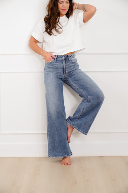 Judy Blue The Lola Multiple Inseam Medium Wash Retro Wide Leg Jeans