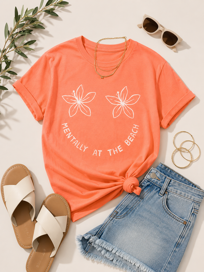 Plus/Reg Short Sleeve "Mentally at the Beach" Graphic Tee