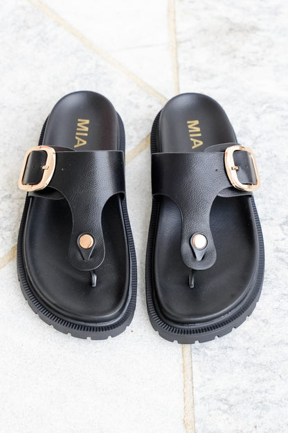 MIA Vegan Leather Buckle Thong Sandal