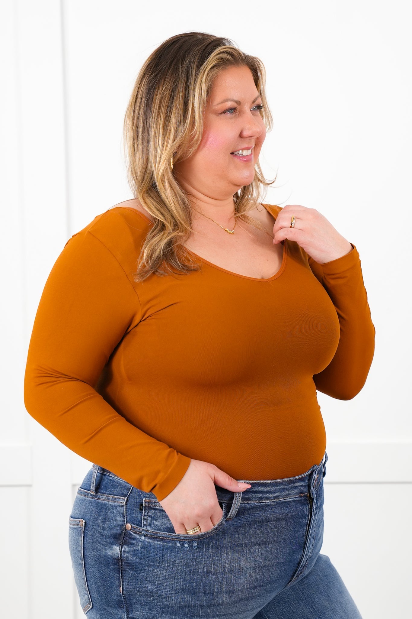 Door Buster! Plus/Reg Solid Long Sleeve Reversible Top