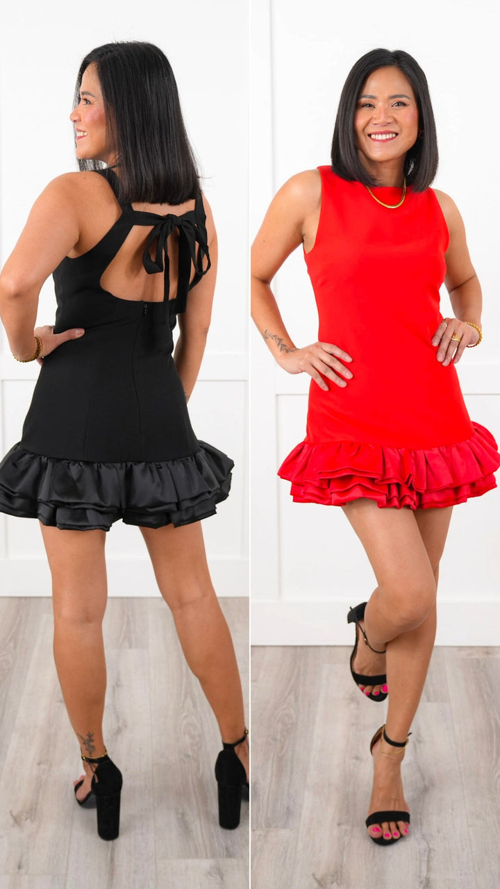 Sleeveless Open Back Romper with Ruffle Hem Detail
