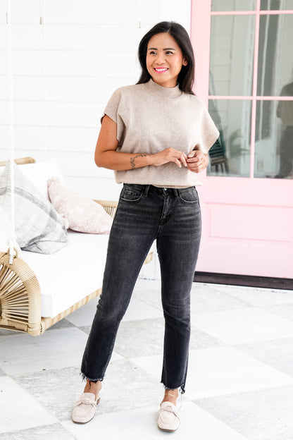 Vervet High Rise Black Cropped Flare Jeans