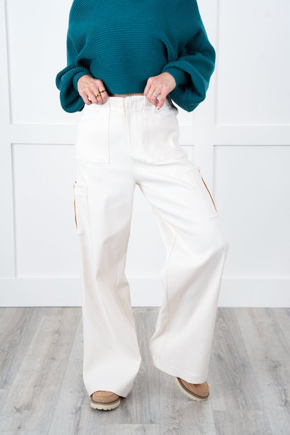 Solid High Waisted Cargo Pants with Pockets