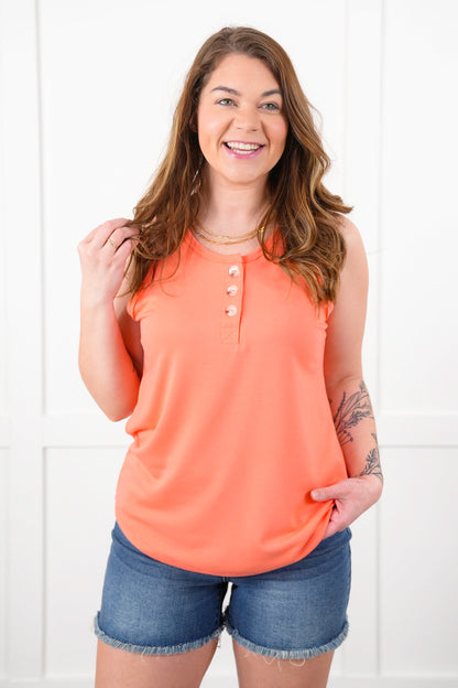 Door Buster! Plus/Reg Solid Button Up Knit Tank Top
