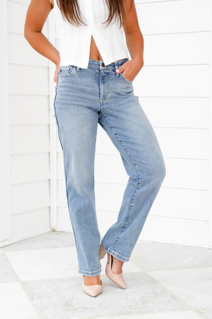 Judy Blue High Rise Medium Wash Vintage Straight Leg Jeans