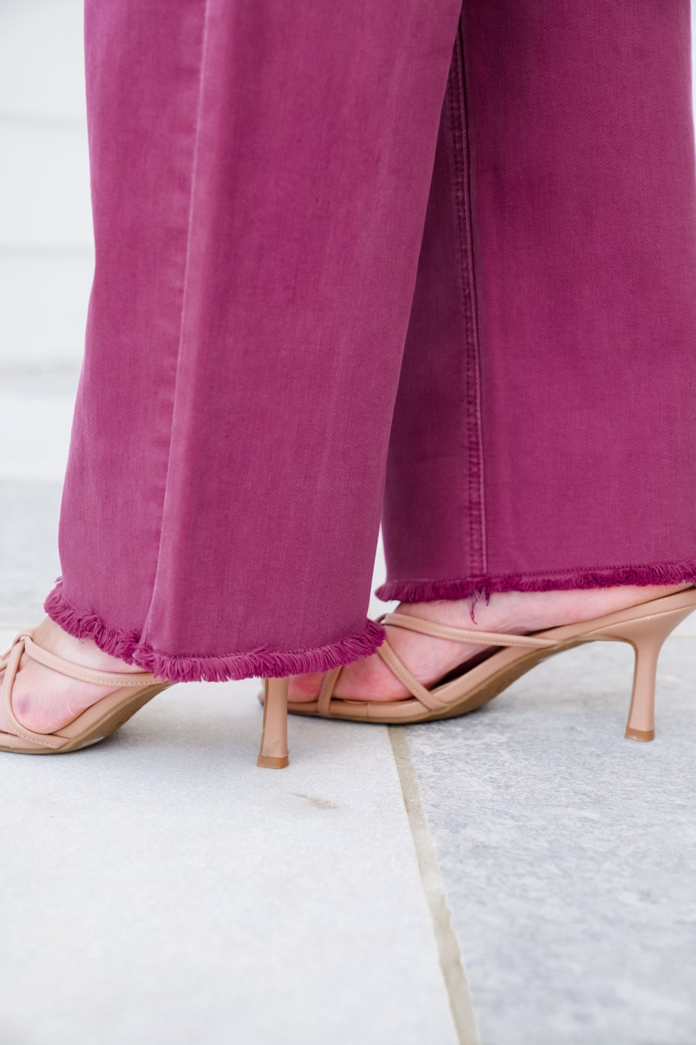 RFM High Rise Wide Leg Ankle Frayed Hem Jeans