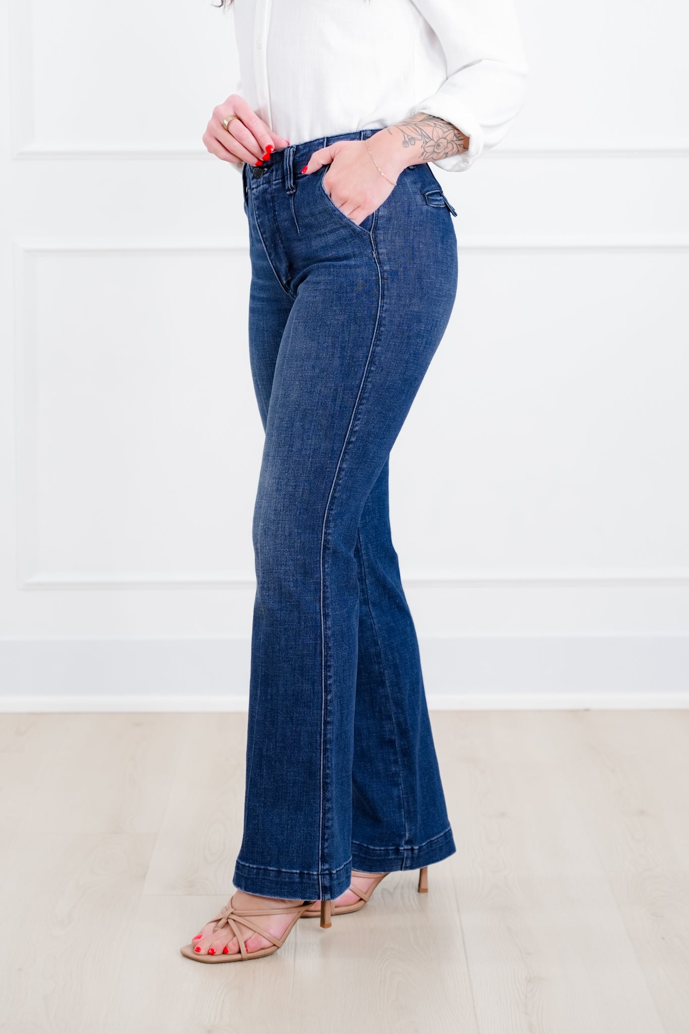 Judy Blue The Sutton Mid Rise Dark Wash Tummy Control Bootcut Trouser Jeans