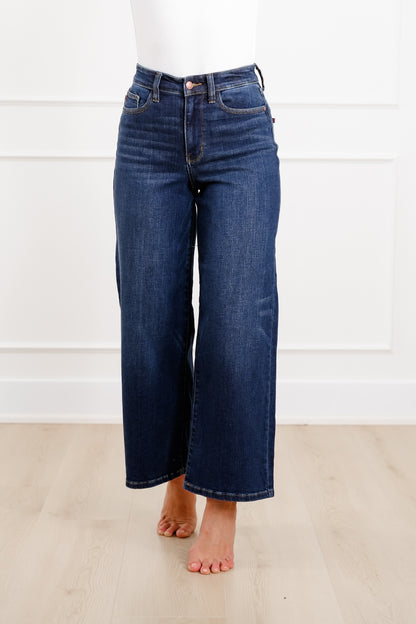 Judy Blue High Rise Dark Wash Ankle Wide Leg Jeans