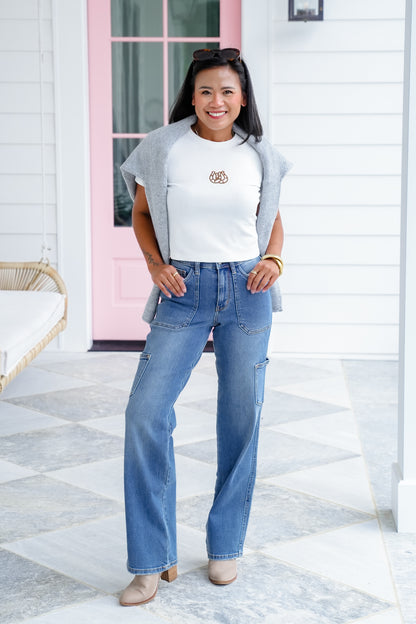 Judy Blue High Rise Medium Wash 90's Straight Leg Jeans with Side Pockets