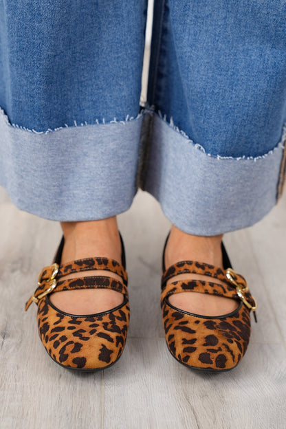MIA Leopard Flat Sandal with Adjustable Buckle Straps
