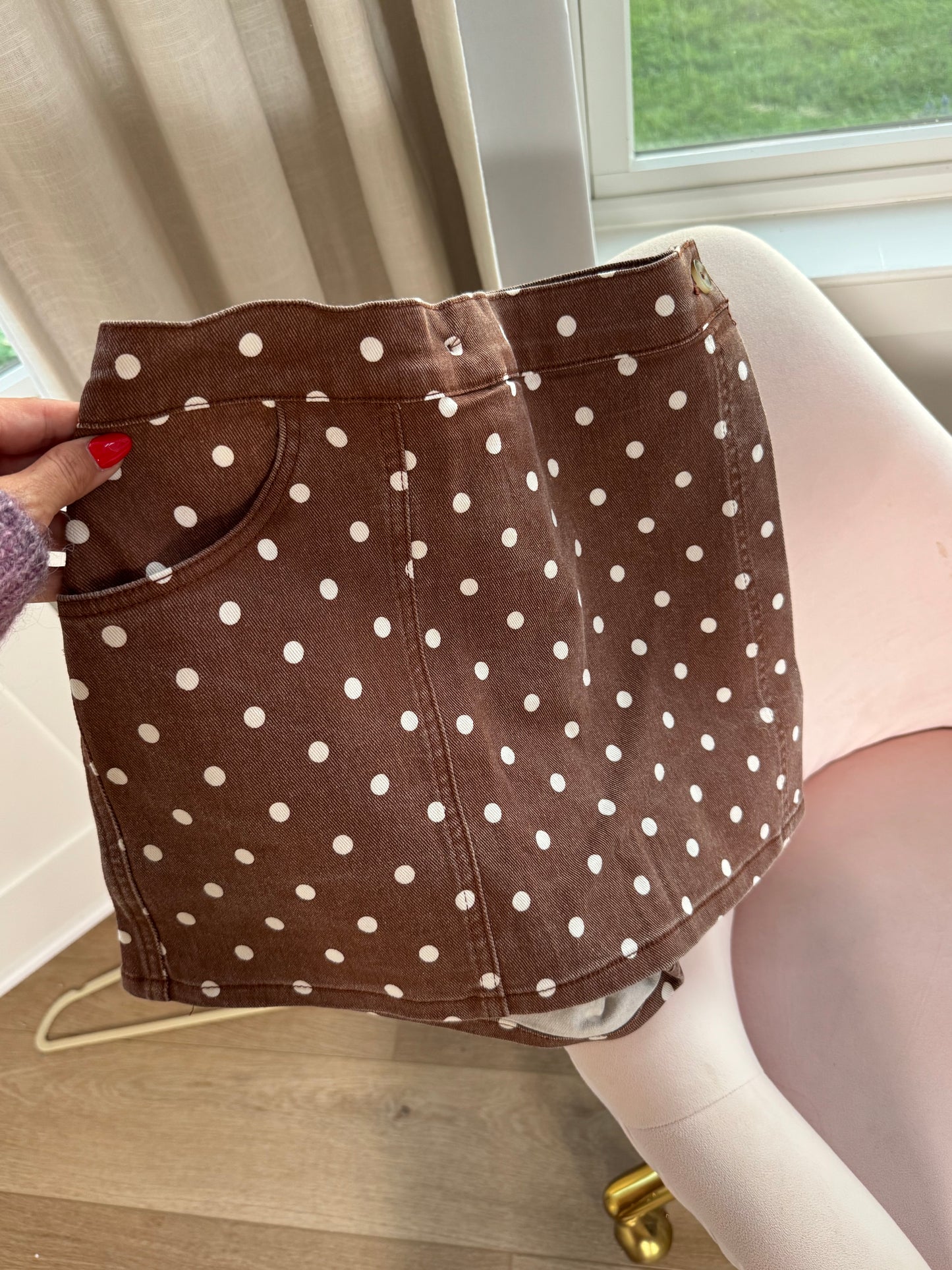 Polka Dot Wrap Skort with Back Pockets