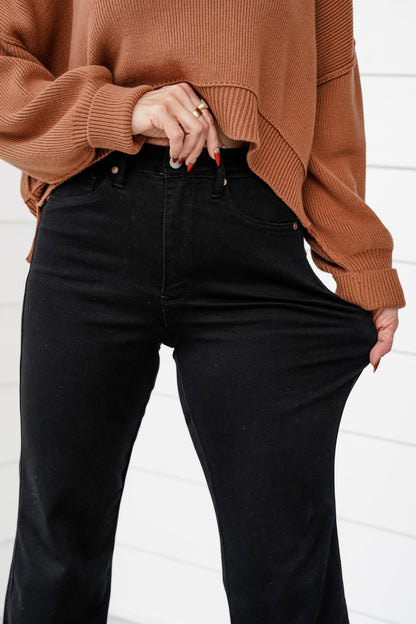 Restock! Judy Blue Dark Horse Black High Rise Black Tummy Control Classic Straight Leg Jeans