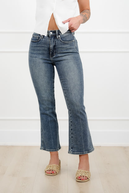 Judy Blue High Rise Medium Wash Tummy Control Kick Flare Jeans