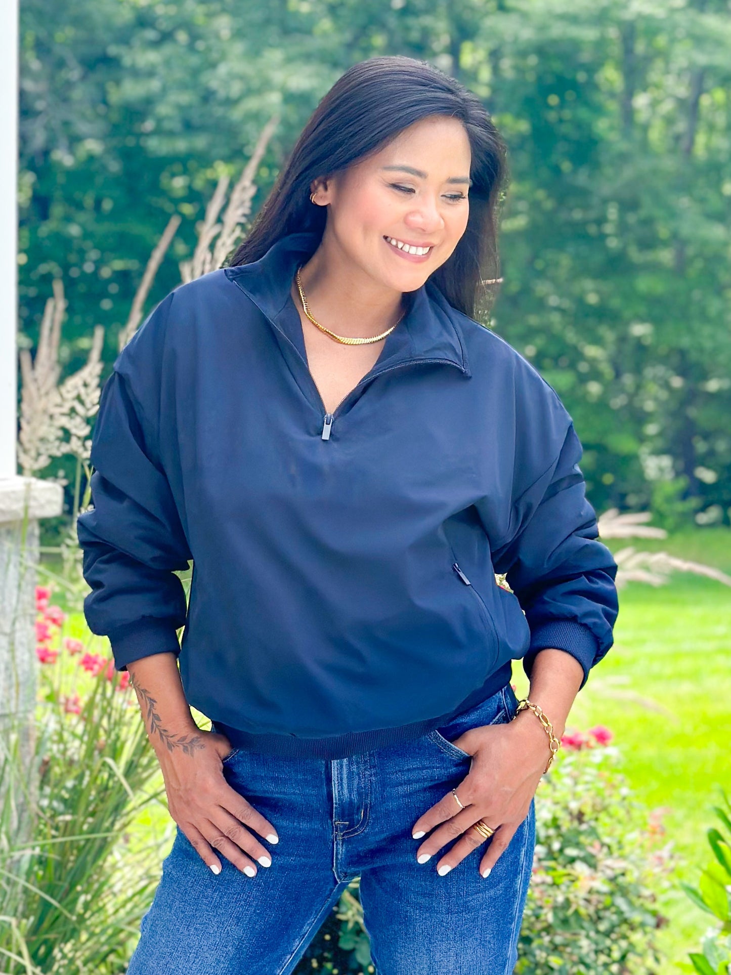 Long Sleeve 1/4 Zip Woven Jacket With Fleece Lining (Multiple Colors)