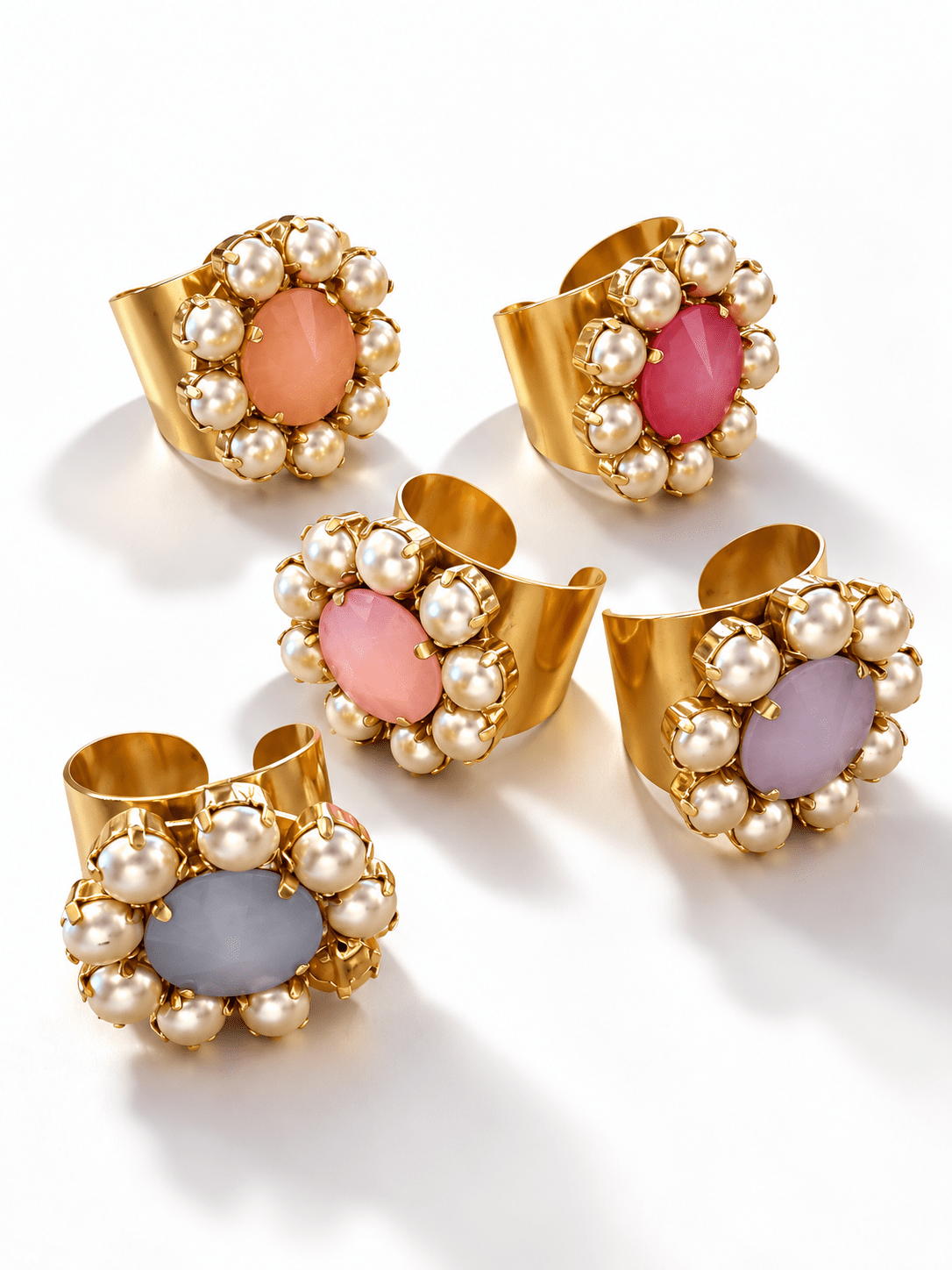TOVA Twiggy Plus Crystal and Pearl Ring - Freckled Poppy