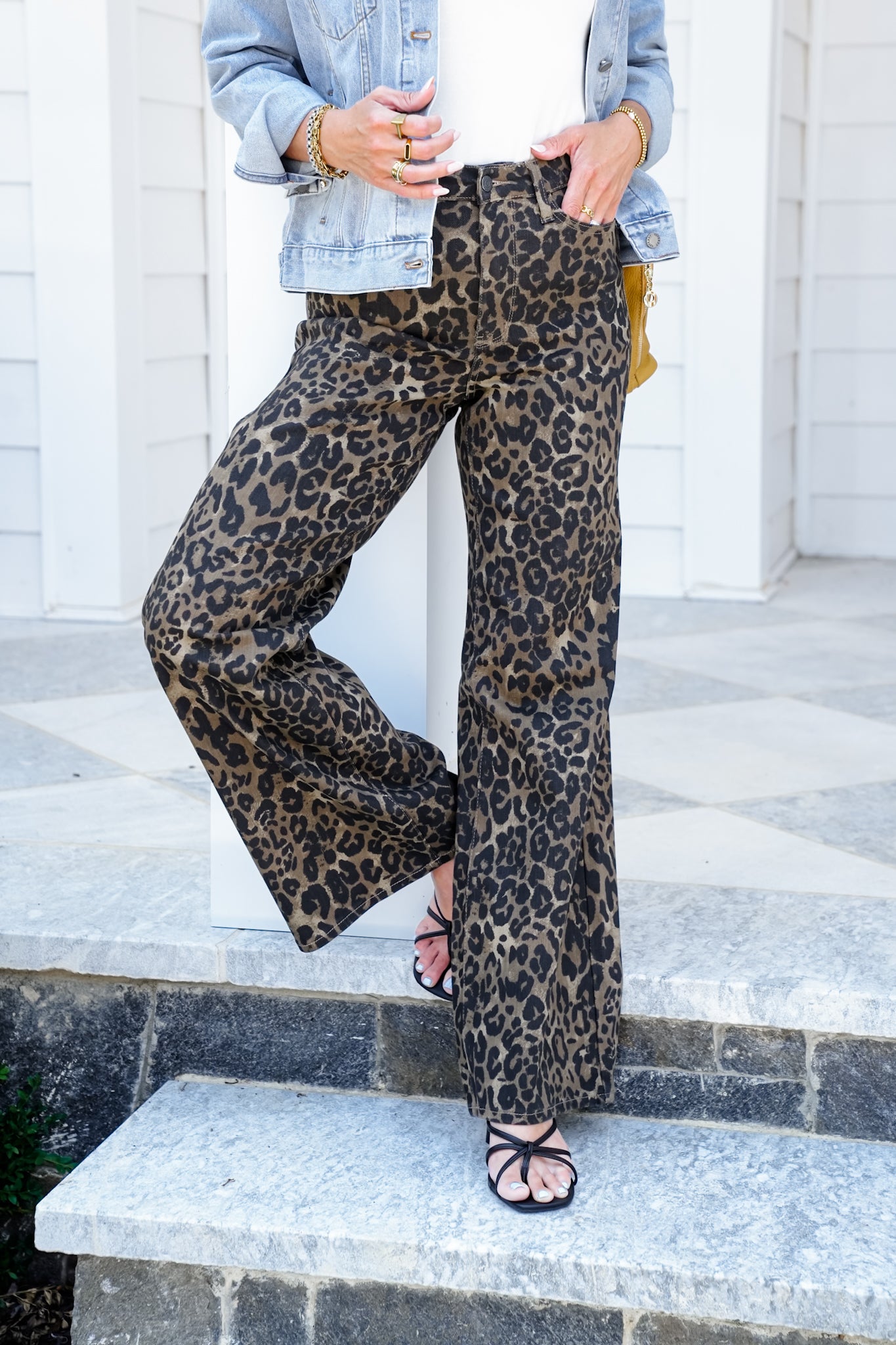 Judy Blue High Rise Leopard Retro Wide Leg Jeans