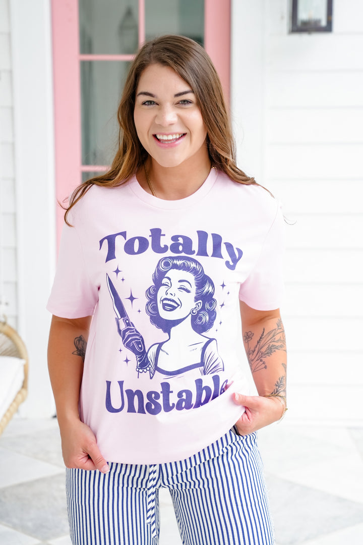 Plus/Reg Pink Short Sleeve "Totally Unstable" Graphic Tee