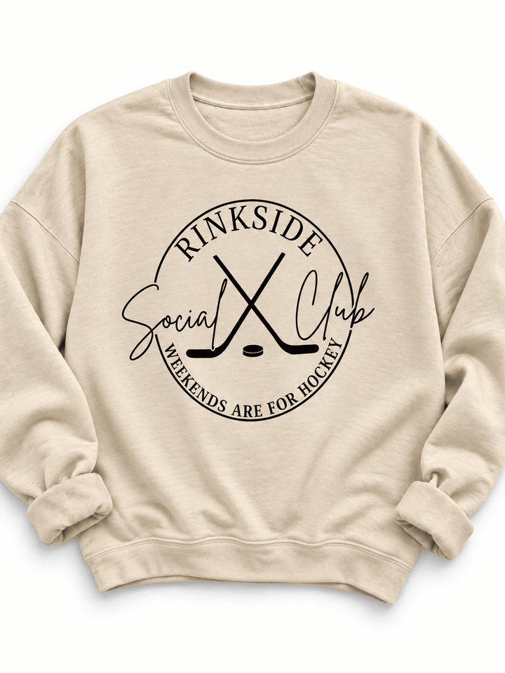 Plus/Reg Long Sleeve "Rink Side Social Club" Hockey Graphic Sweatshirt - Freckled Poppy
