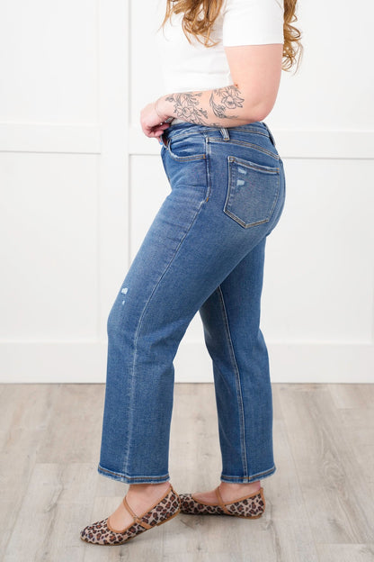 Vervet High Rise Medium Wash Slim Wide Leg Ankle Jeans