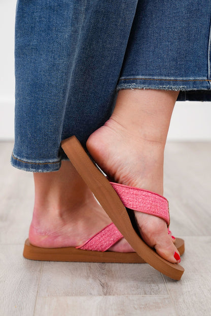 Yellow Box Textured Strap Flip Flop Sandal