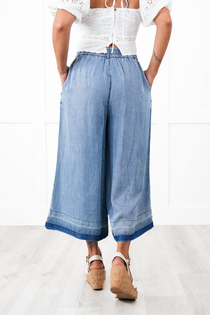 Mineral Wash Wide Leg Cropped Pants