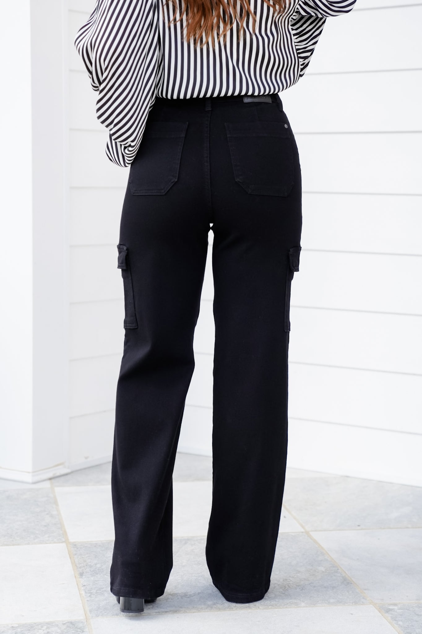 Judy Blue High Rise Black Wide Leg Cargo Jeans
