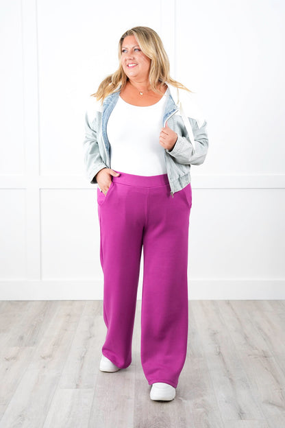 Door Buster!! Plus/Reg Solid Knit Straight Leg Pull On Pants