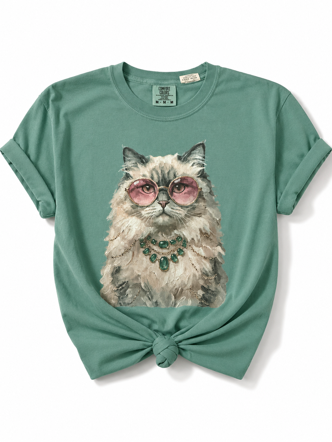 Plus/Reg Short Sleeve Glam Cat Graphic Tee