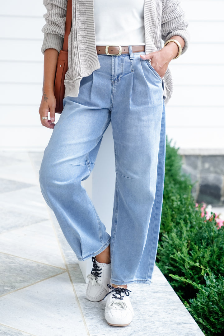 Risen The Easy Street Wide-Leg Pleated Barrel Jeans