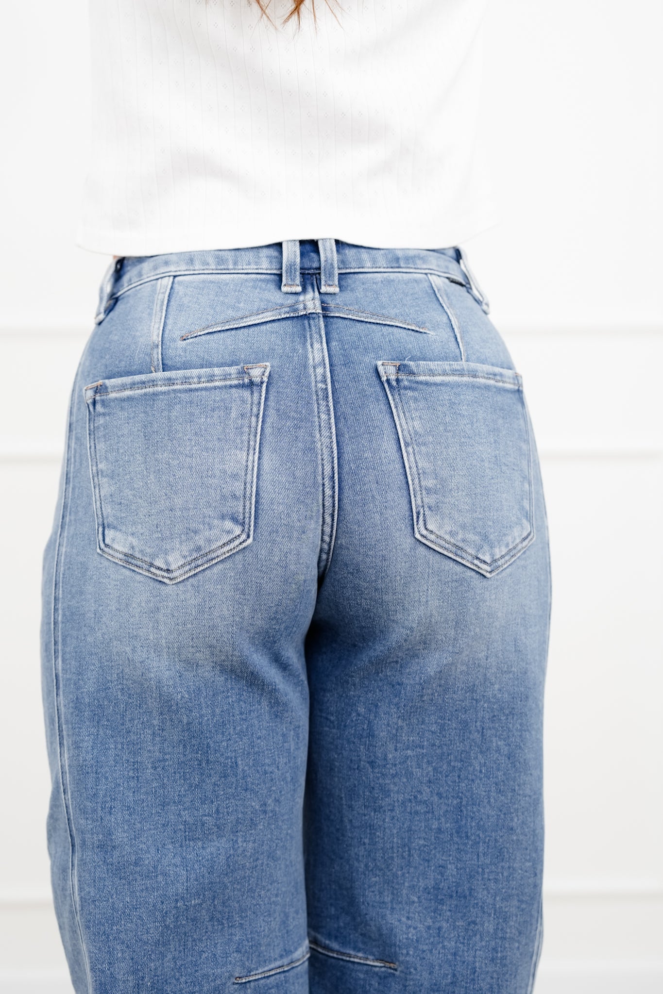 Restock! Risen The Hollis Rise Medium Wash Boyfriend Cuffed Barrel Jeans