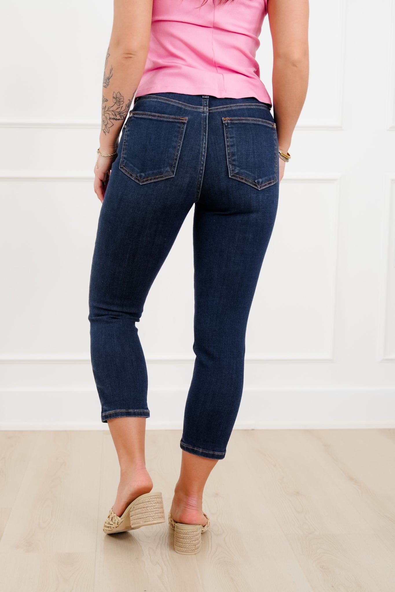 Judy Blue High Rise Dark Wash Cuffed Capri