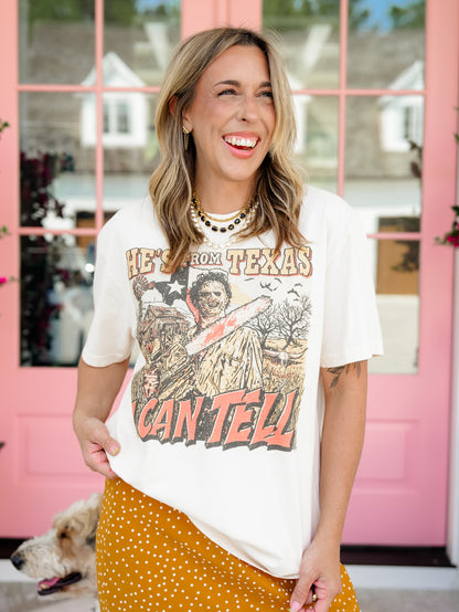 Plus/Reg Short Sleeve "He's From Texas I Can Tell" Spooky Graphic Tee