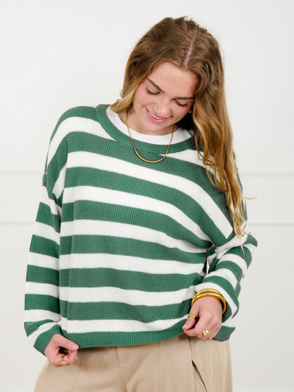 Knit Stripe Long Sleeve Pullover Sweater