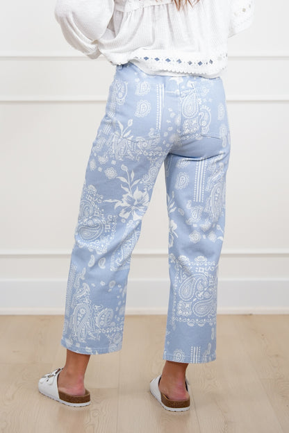 Multi Print Mid Rise Twill Pants