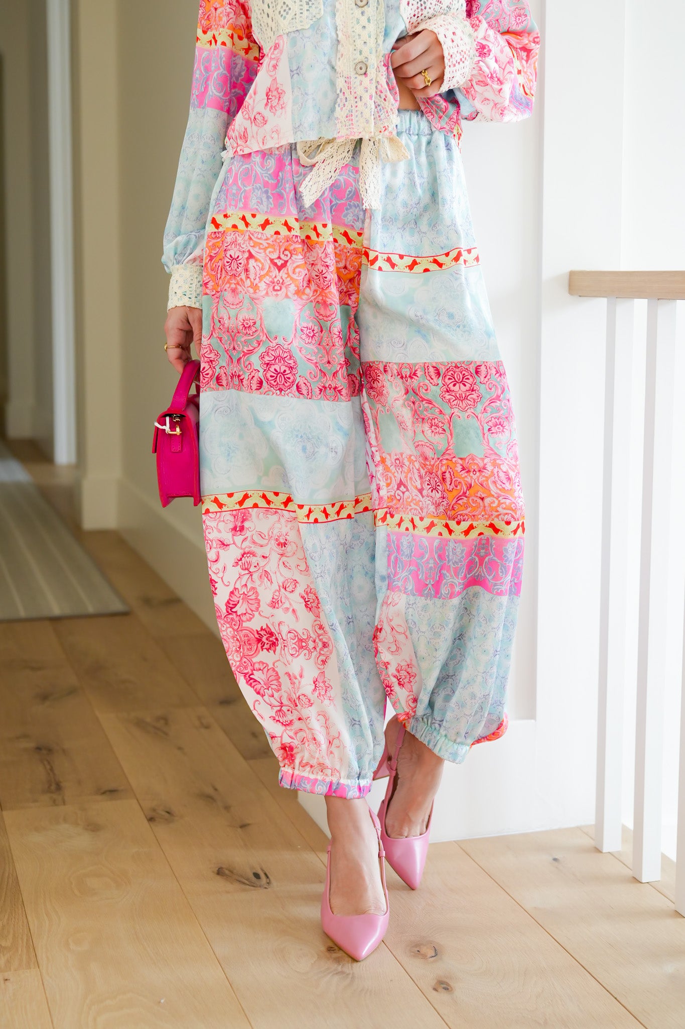 POL Multi Print Elastic Waist Relaxed Joggers